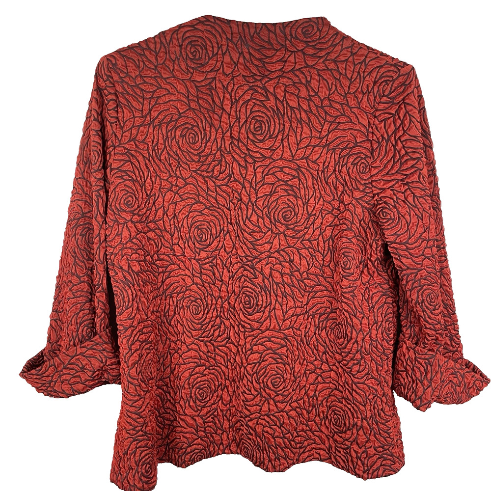 IC by Connie K Textured Rose One Button Blazer Jacket Size XL Red Artsy Career - Picture 2 of 8